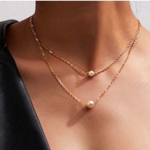 Double Pearl Layered Necklace